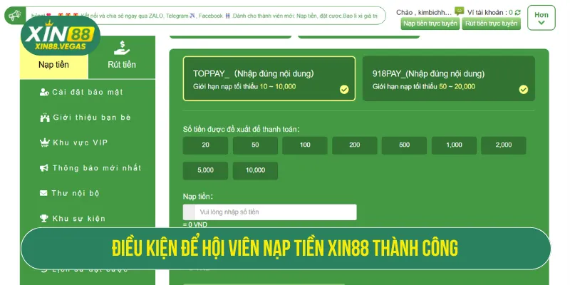 Nạp Tiền XIN88 Với Nhiều Phương Thức Tiện Lợi Và Ưu Đãi Lớn